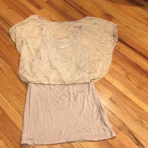 Tan And Cream Lace Mini Dress Small